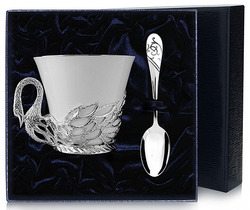 731НБ03801 Набор серебряная чайная чашка «Лебедь»