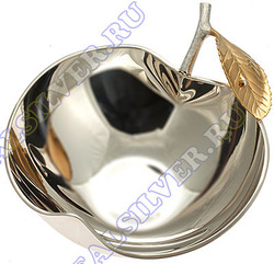038ВЗ00002 Серебряная ваза «Яблоко» с золочением