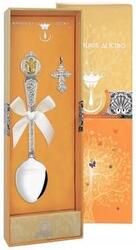 1027НБ00802 Серебряный крестильный набор с ложкой «Ангел Хранитель» с позолотой