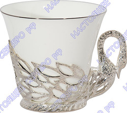 728ЧШ03001 Серебряная чайная чашка «Лебедь»