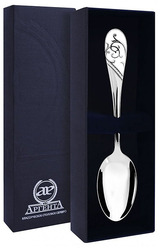 736ЛЖ03007 Серебряная чайная ложка «Кружевные узоры» с белой эмалью