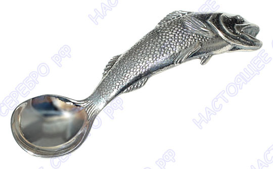 614НБ00006Л Серебряная ложка для соли «Рыба»