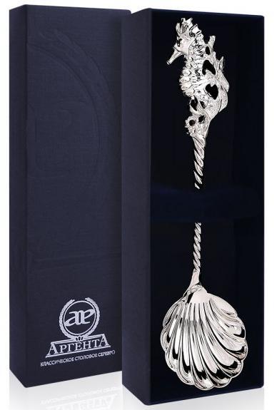 064ЛЖ00001 Серебряная ложка для икры «Морской конек»