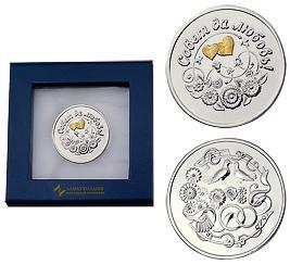 3402029256Ф Серебряная монета «Совет да любовь» с золочением